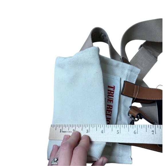 NEW True Religion Canvas Mini Tote Bag Natural Cream - Picture 11 of 13